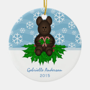 Décoration En Céramique Personnalisé : Teddy-ours :L'Ornement de Noël