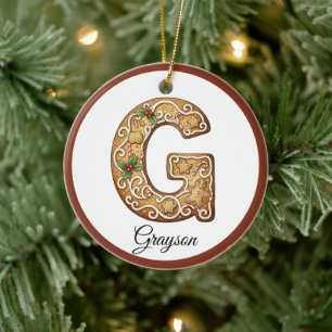 Décoration En Céramique Personnaliser le G monogramme de lettre de pain d'