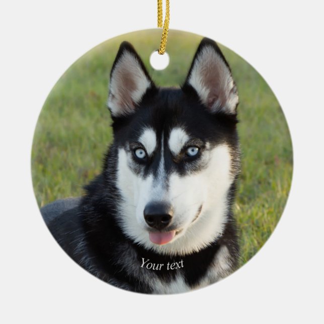 Décoration En Céramique Personnalisez Joyeux chiot sibérien Husky (Devant)