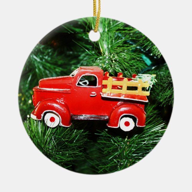 Décoration En Céramique Petit cadeau de Noël rouge (Devant)