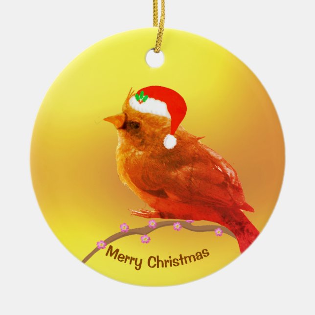 Décoration En Céramique Petit oiseau de Noël (Devant)