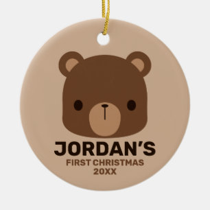 Décoration En Céramique Petit ours Brown mignon avec nom personnalisé