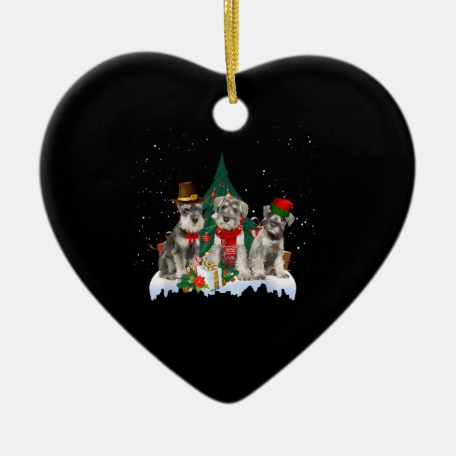 Décoration En Céramique Petit Schnauzer de Noël chien (Devant)