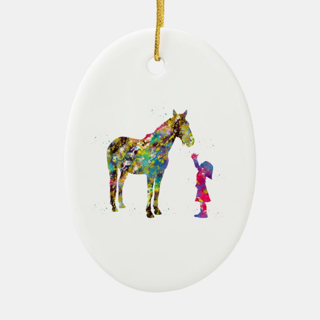 Décoration En Céramique Petite fille avec cheval (Devant)