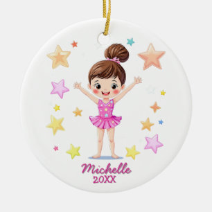 Décoration En Céramique Petite Gymnaste Personnalisée Noël Rose