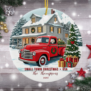 Décoration En Céramique Petite ville Noël USA Famille