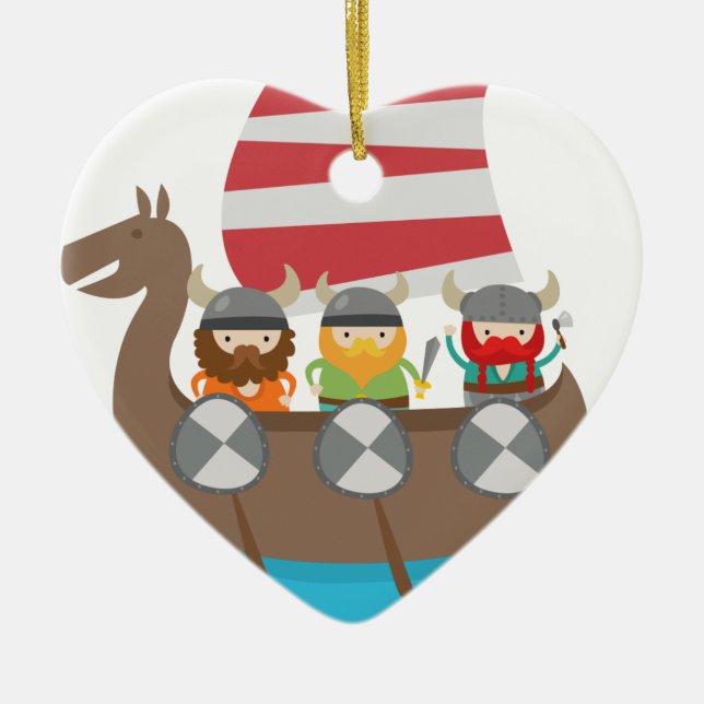 Décoration En Céramique Petits Vikings en bateau (Devant)