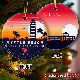 Décoration En Céramique Phare de Myrtle Beach SC Retro Sunset Souvenirs
