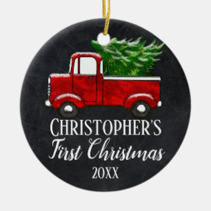 Décoration En Céramique Photo Baby Boy's First Christmas Vintage Truck