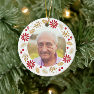 Décoration En Céramique Photo commémorative de Noël Holly Wreath