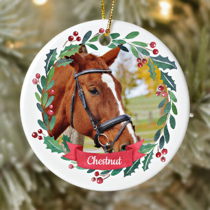 Décoration En Céramique Photo d'aquarelle personnalisée Cheval pour animau