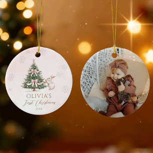 Décoration En Céramique Photo de bébé fille rose pour le premier Noël avec