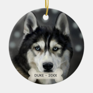 Décoration En Céramique Photo de chien Husky personnalisé