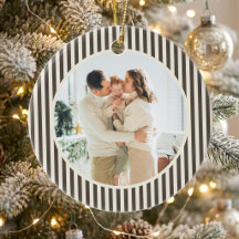Photo de famille de Noël aux rayures marron modern