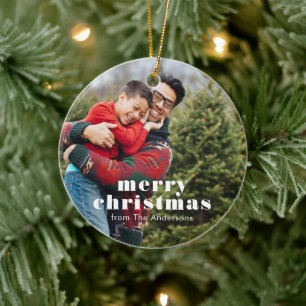 Décoration En Céramique Photo de famille Joyeux Noël