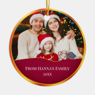Décoration En Céramique Photo de famille personnalisé & Joyeux Noël