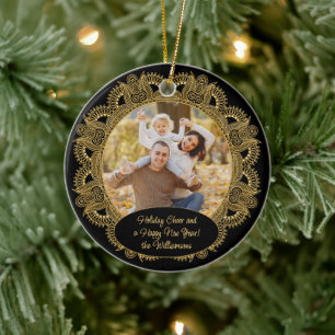 Décoration En Céramique Photo de famille personnalisée Noël Texte personna