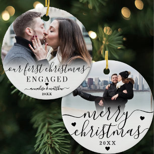 Décoration En Céramique Photo de fiançailles Premier Noël Fiancés