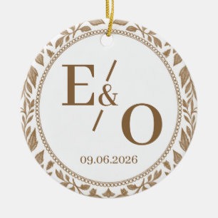 Décoration En Céramique Photo de mariage 2026 Monogramme Initiales & Date