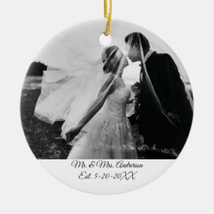 Décoration En Céramique Photo de mariage personnalisé Noël