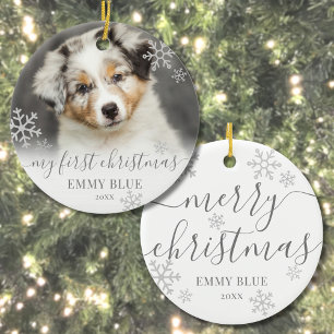 Décoration En Céramique Photo de mon chien pour mon premier Noël