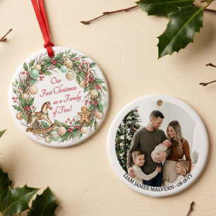 Décoration En Céramique Photo de Noël nostalgique d'une famille de cinq pe