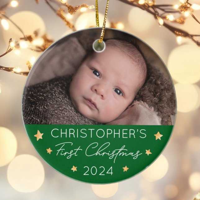 Décoration En Céramique Photo de Noël personnalisée du bébé (Créateur téléchargé)