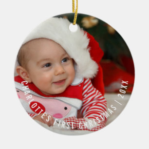 Décoration En Céramique Photo de Noël personnalisée du bébé