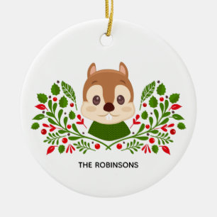 Décoration En Céramique Photo d'écureuil de Noël mignon
