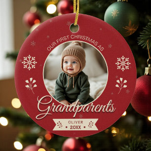 Décoration En Céramique Photo des premiers Noël des grands-parents