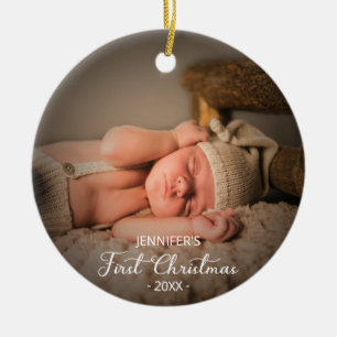 Décoration En Céramique Photo du premier Noël de bébé