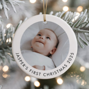 Décoration En Céramique Photo du premier Noël de bébé