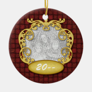 Décoration En Céramique Photo faite sur commande rouge de premier Noël du