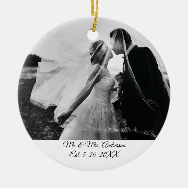 Décoration En Céramique Photo Mariage personnalisée Noël (Devant)