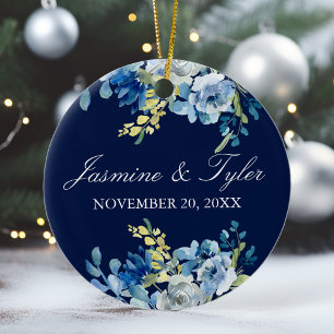 Décoration En Céramique Photo marine Blue Floral Élégante Personnalisation