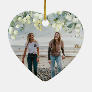 Décoration En Céramique Photo personnalisé pour Noël en forme de cœur