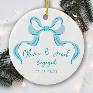 Décoration En Céramique Photo Personnalisée Blue Coquette Bow