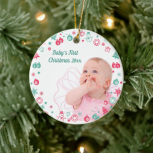 Décoration En Céramique Photo personnalisée de Noël du bébé Noël Noël