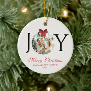 DÉCORATION EN CÉRAMIQUE PHOTO PERSONNALISÉE JOY MERRY CHRISTMAS