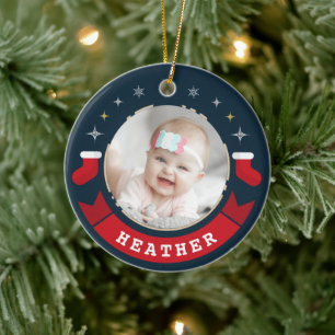 Décoration En Céramique Photo personnalisée pour bébé Noël