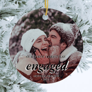 Décoration En Céramique Photo personnalisée Premier Noël Engagé Script noi