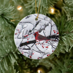 Décoration En Céramique Photo Red Cardinal Snow Tree