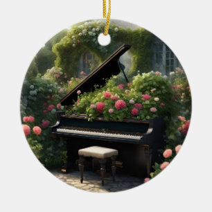Décoration En Céramique Piano en Fleur - peinture jardin