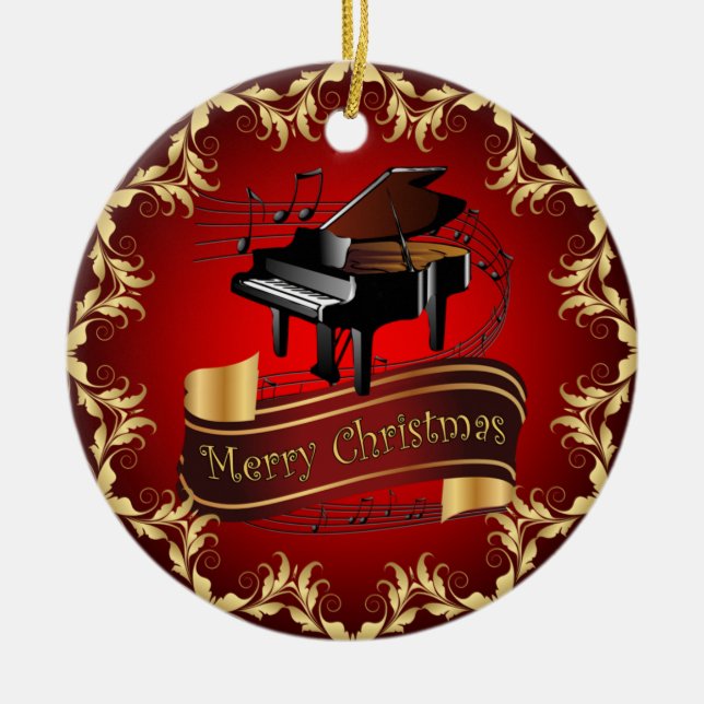 Décoration En Céramique Piano ~ Scroll musical ~ Joyeux Noël ~ * ~ (Devant)