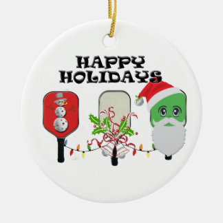 Décoration En Céramique pickleball xmas trio