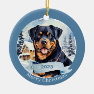 Décoration En Céramique Pièce de chien d'art Rottweiler
