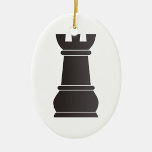 Décoration En Céramique Pièce d'échecs noire de roche