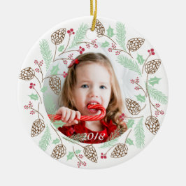 Décoration En Céramique Pin rouge et vert mignon et serrure Noël