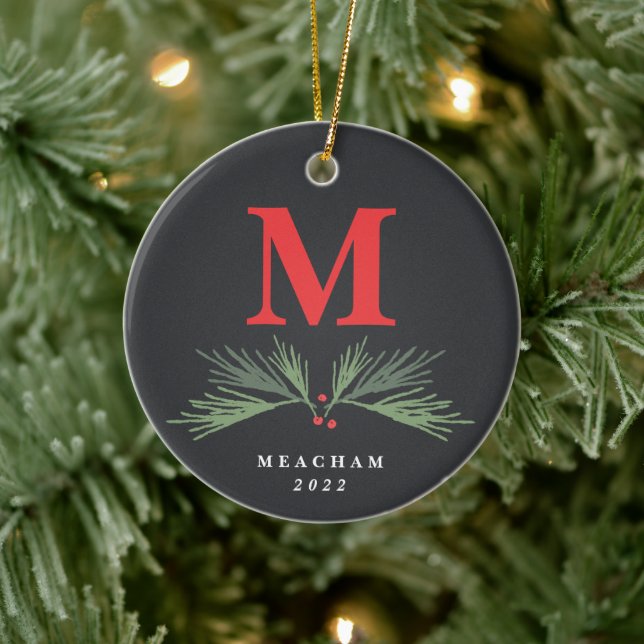 Décoration En Céramique Pin rustique Monogramme photo Noël (Arbre)