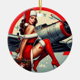 Décoration En Céramique Pin-up Fille Ornament de Noël